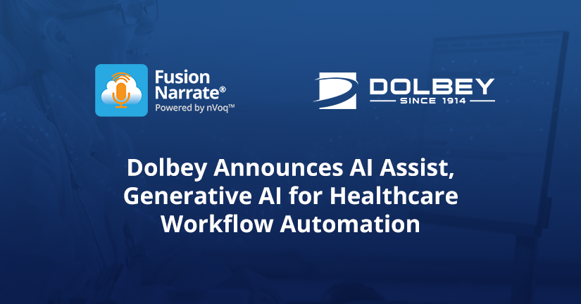 Dolbey Press Release Header Image - AI Assist Generative AI for Fusion Narrate
